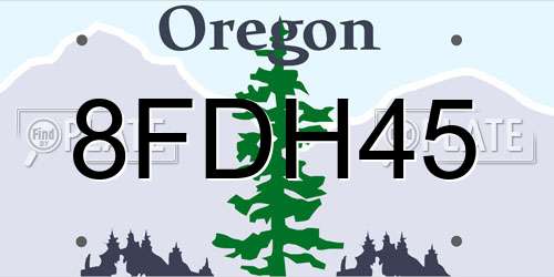 8FDH45 Oregon License Plate