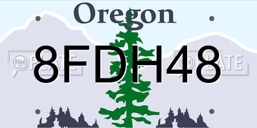8FDH48 Oregon License Plate