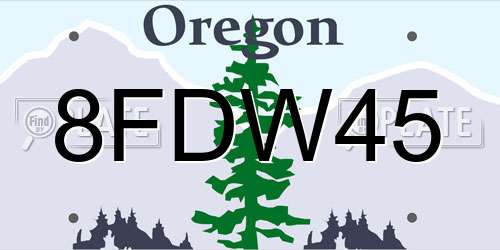 8FDW45 Oregon License Plate