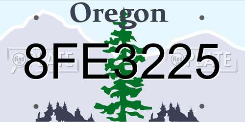 8FE3225 Oregon License Plate