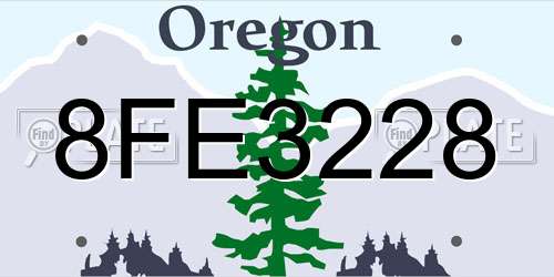 8FE3228 Oregon License Plate