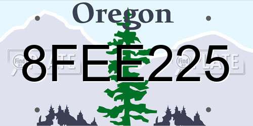 8FEE225 Oregon License Plate