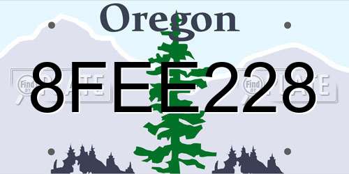 8FEE228 Oregon License Plate