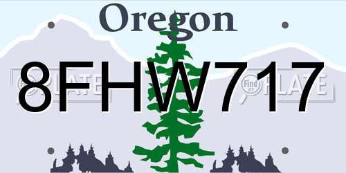 8FHW717 Oregon License Plate