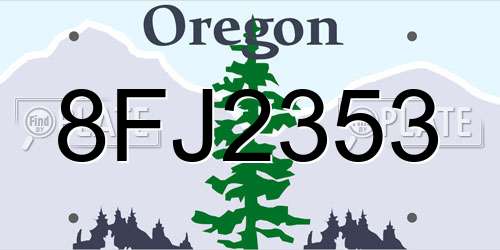 8FJ2353 Oregon License Plate