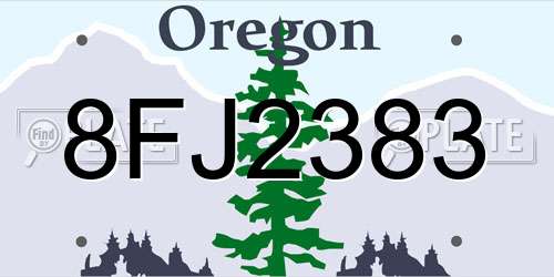 8FJ2383 Oregon License Plate