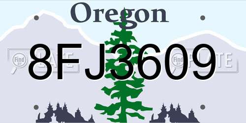 8FJ3609 Oregon License Plate