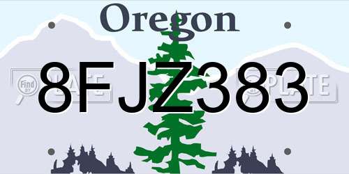 8FJZ383 Oregon License Plate