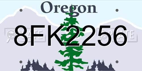 8FK2256 Oregon License Plate