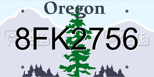 8FK2756 Oregon License Plate