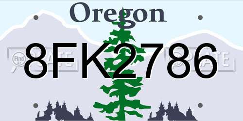 8FK2786 Oregon License Plate