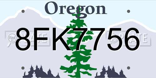 8FK7756 Oregon License Plate