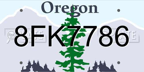 8FK7786 Oregon License Plate