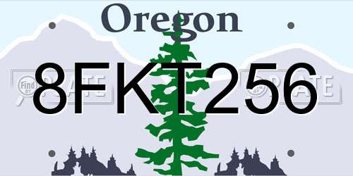 8FKT256 Oregon License Plate