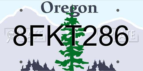 8FKT286 Oregon License Plate