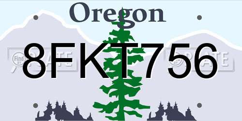 8FKT756 Oregon License Plate