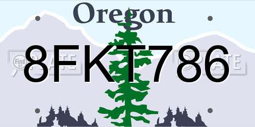 8FKT786 Oregon License Plate