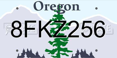 8FKZ256 Oregon License Plate