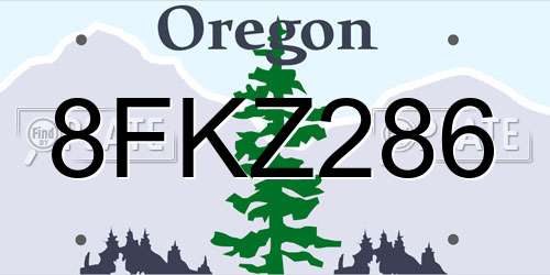8FKZ286 Oregon License Plate