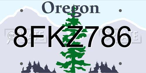 8FKZ786 Oregon License Plate