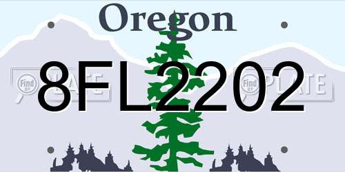 8FL2202 Oregon License Plate