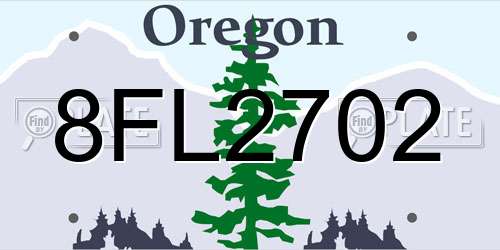 8FL2702 Oregon License Plate