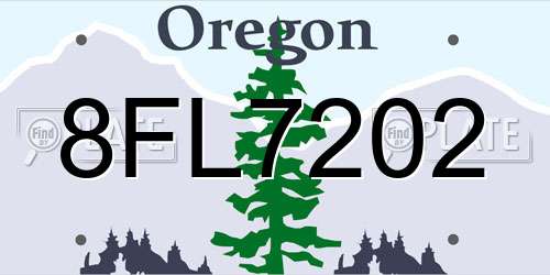 8FL7202 Oregon License Plate