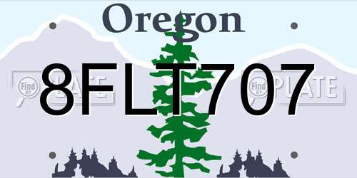 8FLT707 Oregon License Plate