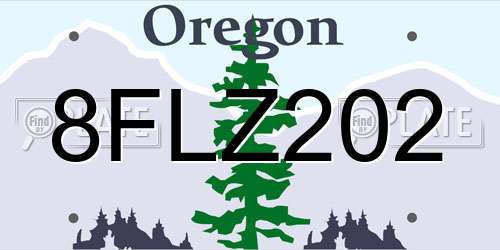 8FLZ202 Oregon License Plate