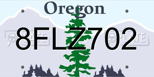 8FLZ702 Oregon License Plate