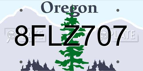 8FLZ707 Oregon License Plate