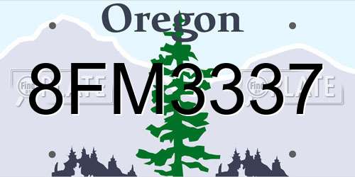 8FM3337 Oregon License Plate