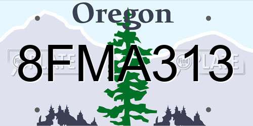 8FMA313 Oregon License Plate