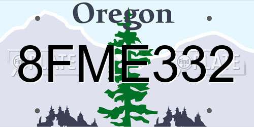 8FME332 Oregon License Plate