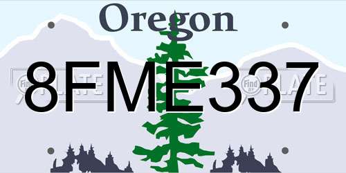 8FME337 Oregon License Plate