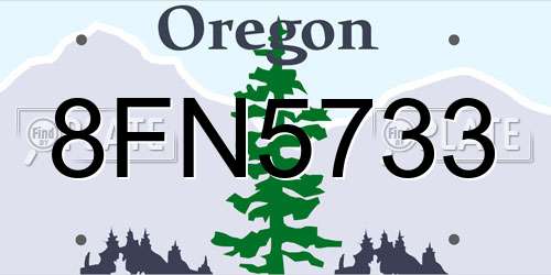 8FN5733 Oregon License Plate