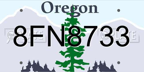 8FN8733 Oregon License Plate