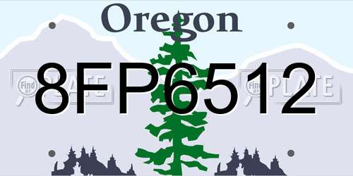8FP6512 Oregon License Plate