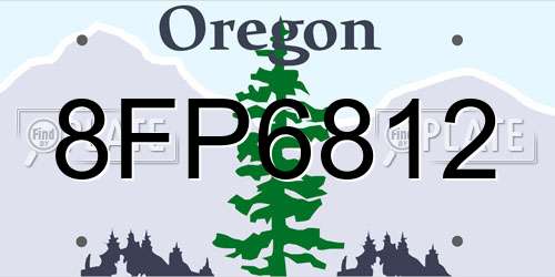 8FP6812 Oregon License Plate