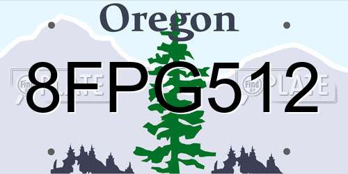 8FPG512 Oregon License Plate