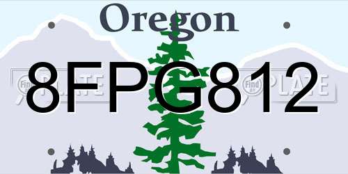 8FPG812 Oregon License Plate