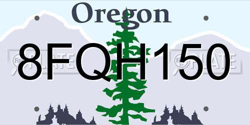 8FQH150 Oregon License Plate