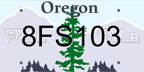 8FS103 Oregon License Plate