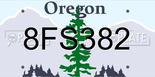 8FS382 Oregon License Plate