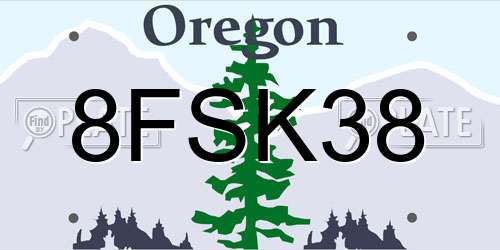 8FSK38 Oregon License Plate