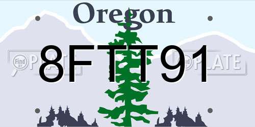8FTT91 Oregon License Plate