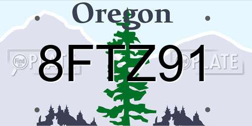 8FTZ91 Oregon License Plate