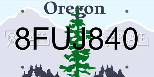 8FUJ840 Oregon License Plate