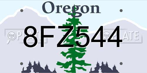 8FZ544 Oregon License Plate