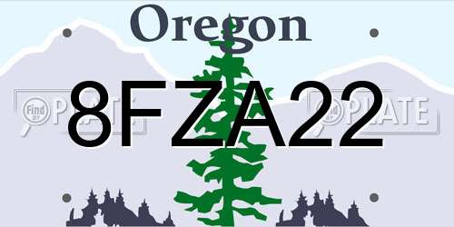 8FZA22 Oregon License Plate